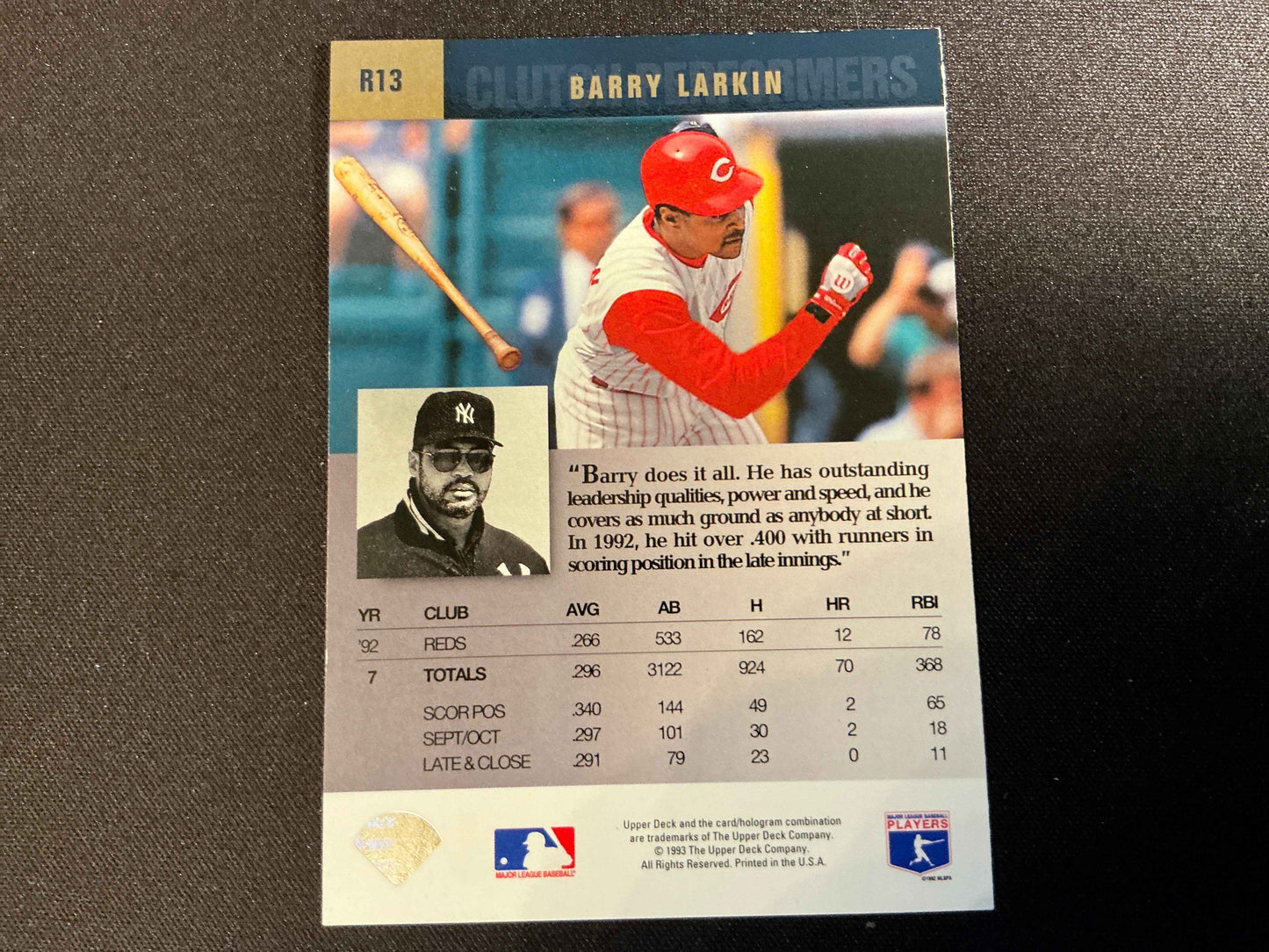 1993 Upper Deck Clutch Performers #R13 Barry Larkin Card