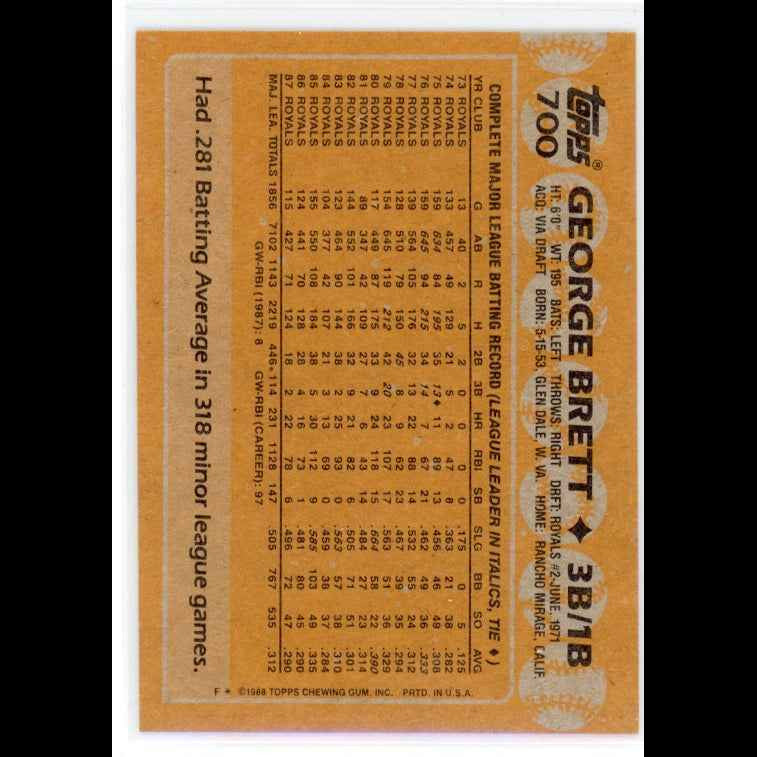 1988 Topps #700 George Brett Card - view 4
