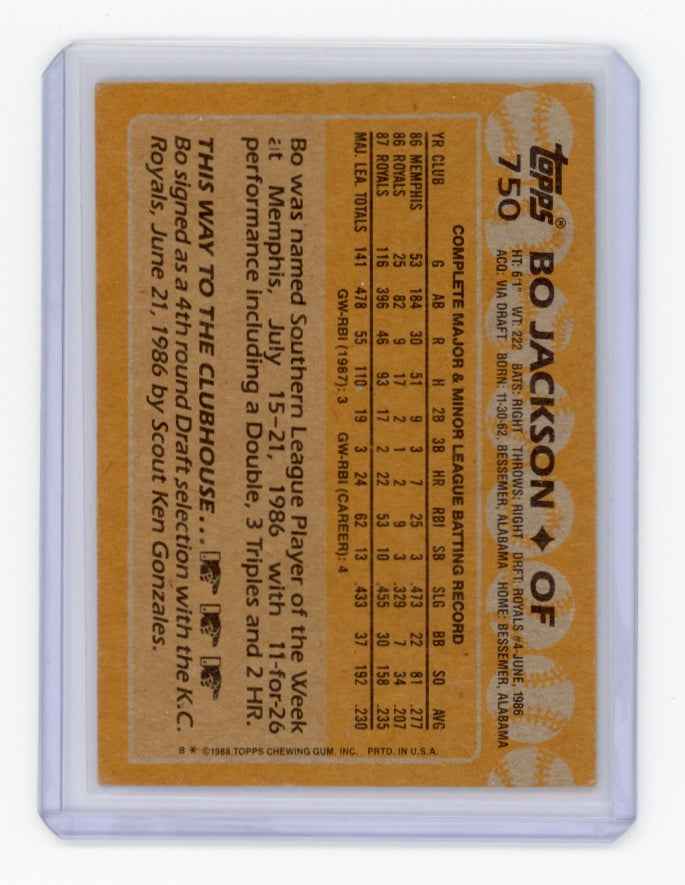 1988 Topps #750 Bo Jackson Card