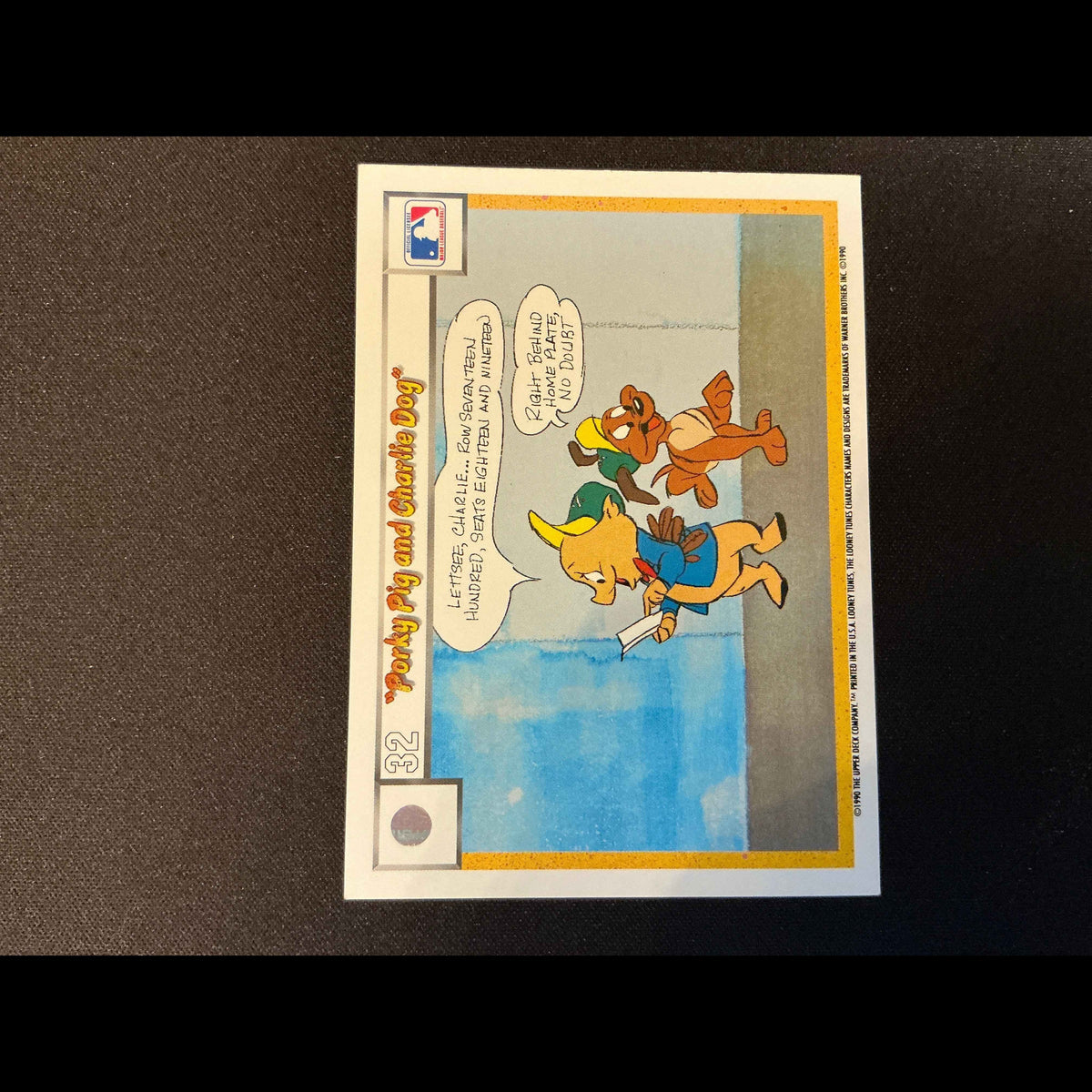 1990 Upper Deck Comic Ball #23/32 Porky Pig/Charlie the Dog Card - back