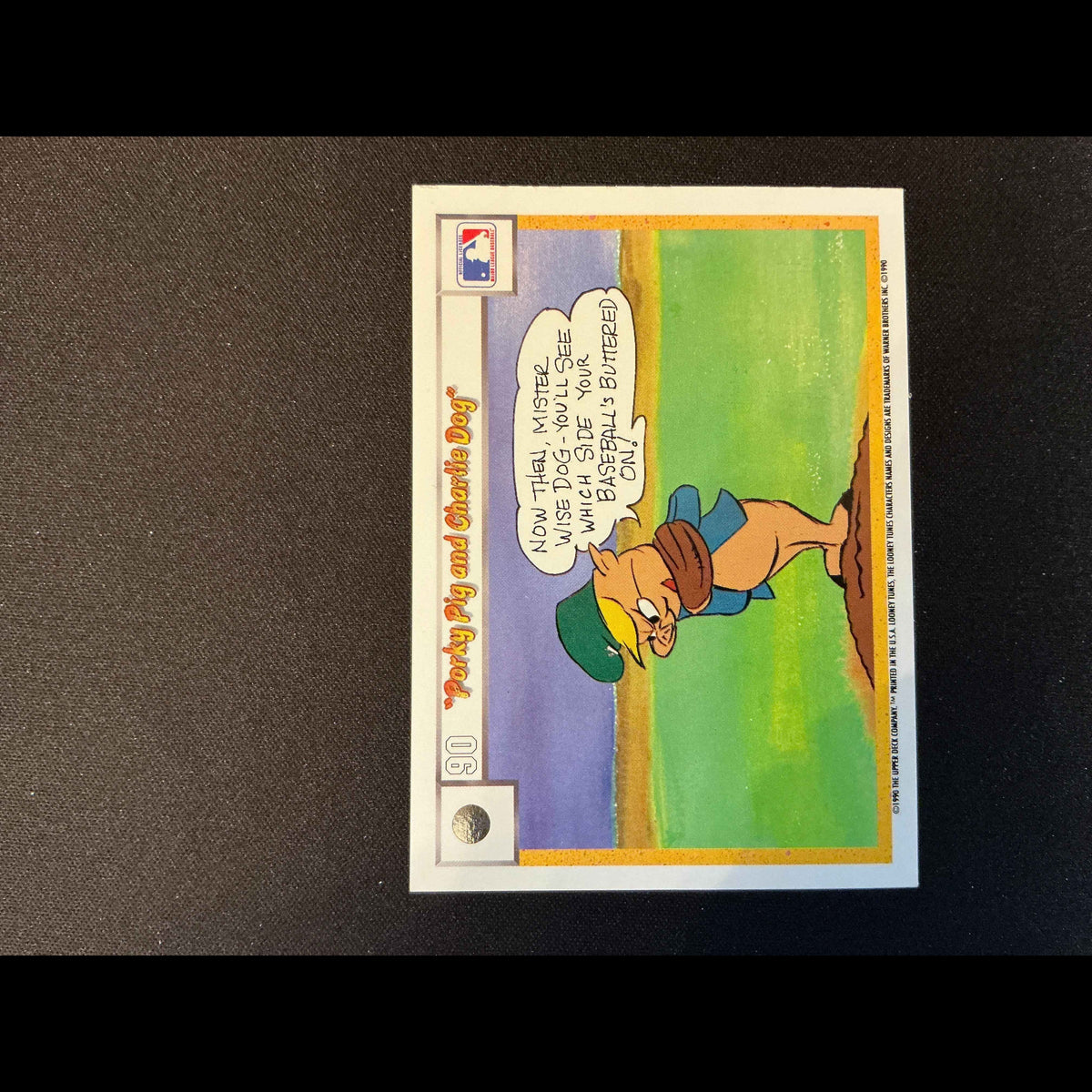1990 Upper Deck Comic Ball #75/90 Porky Pig/Charlie the Dog Card - back