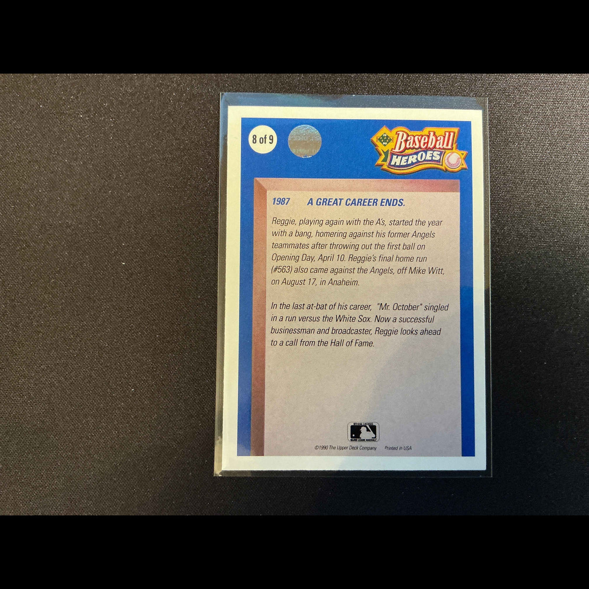 1990 Upper Deck Jackson Heroes Reggie Jackson Card - back