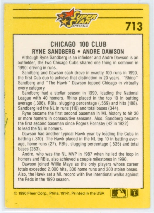 1991 Fleer #713 Ryne Sandberg/Andre Dawson Card