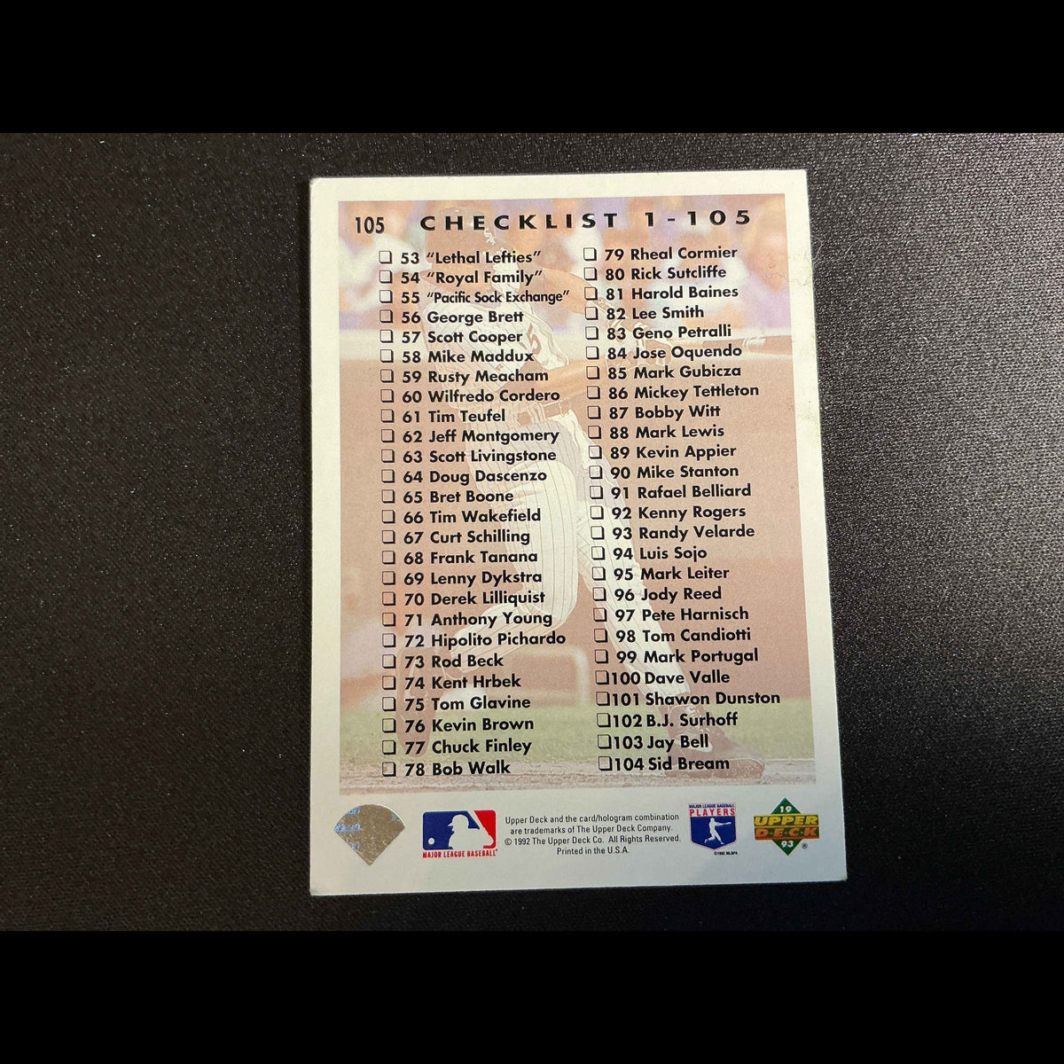 1993 Upper Deck #105 Frank Thomas CL Card - back