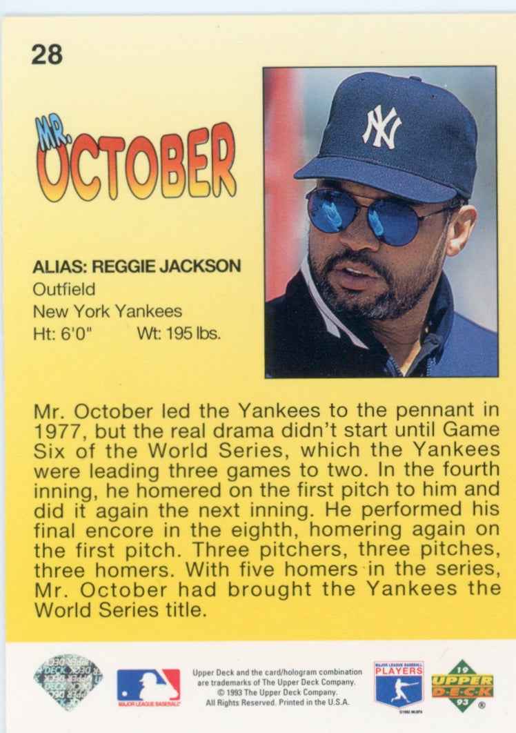 1993 Upper Deck Fun Pack #28 Reggie Jackson Hero Card