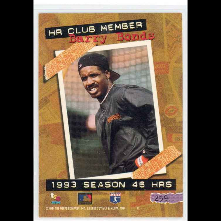 1994 Topps Stadium Club #259 Barry Bonds Card - back