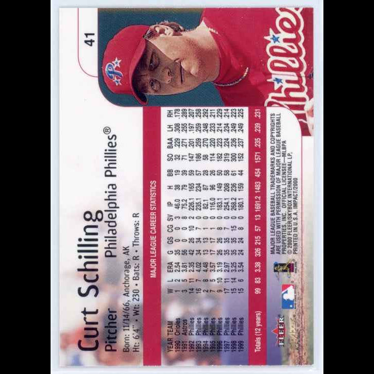 2000 Fleer Impact #41 Curt Schilling Card - back