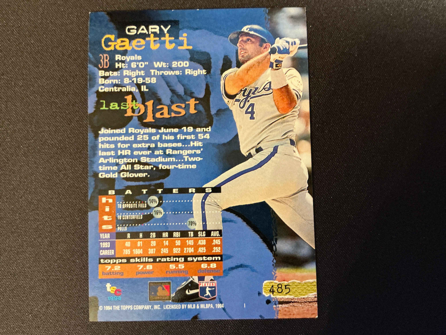 1994 Topps Stadium Club #485 Gary Gaetti Card