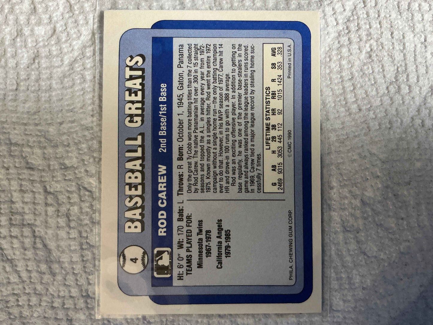 1990 Swell #4 Rod Carew Card