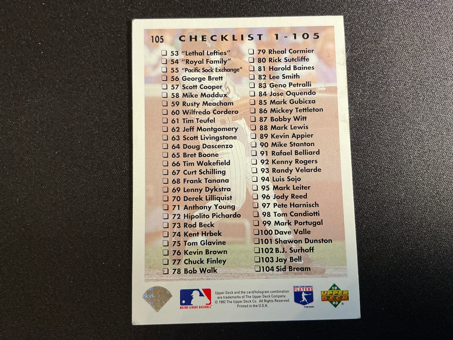 Tarjeta CL de Frank Thomas n.° 105 de Upper Deck de 1993