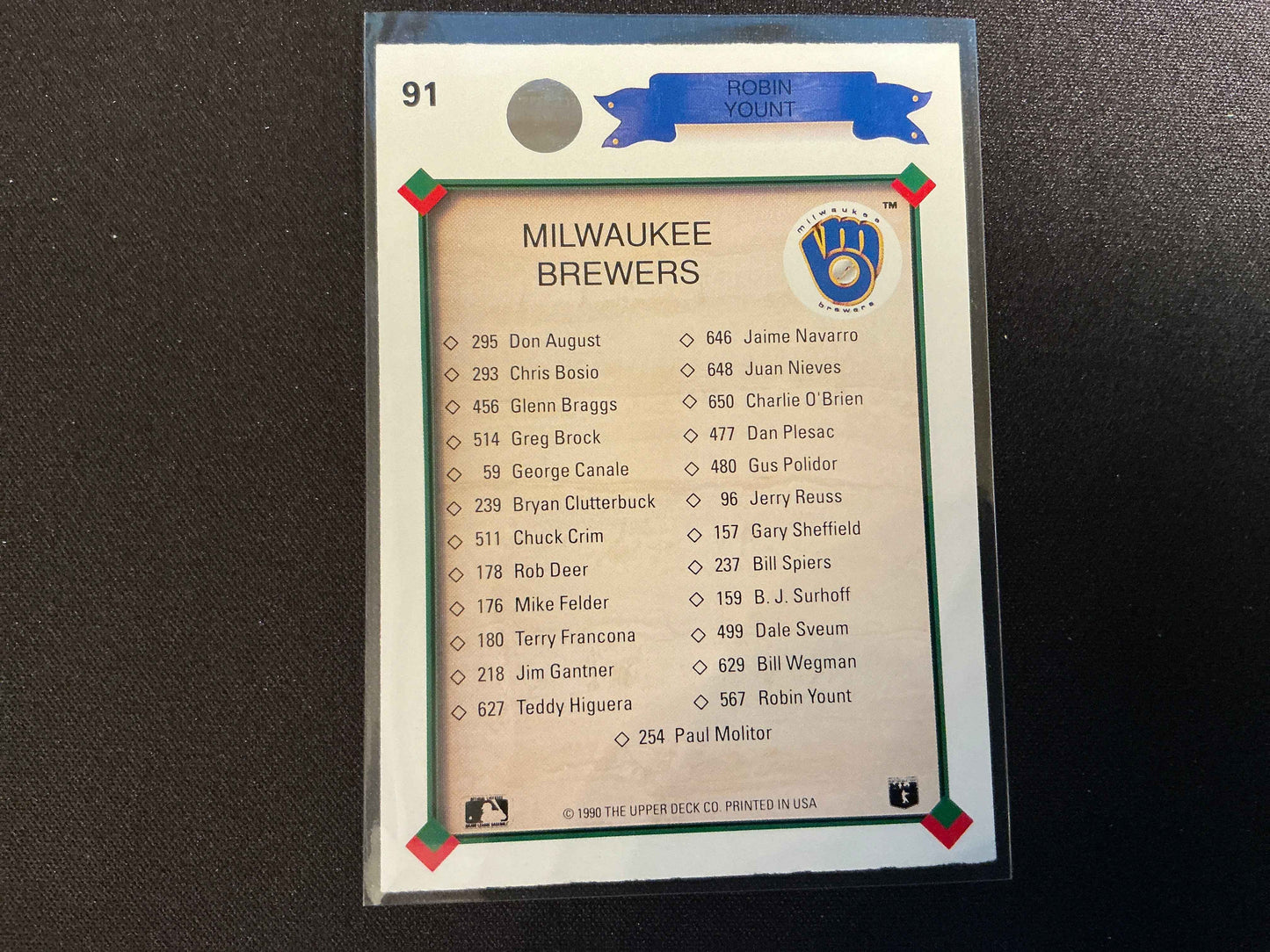 1990 Upper Deck #91 Robin Yount TC Card