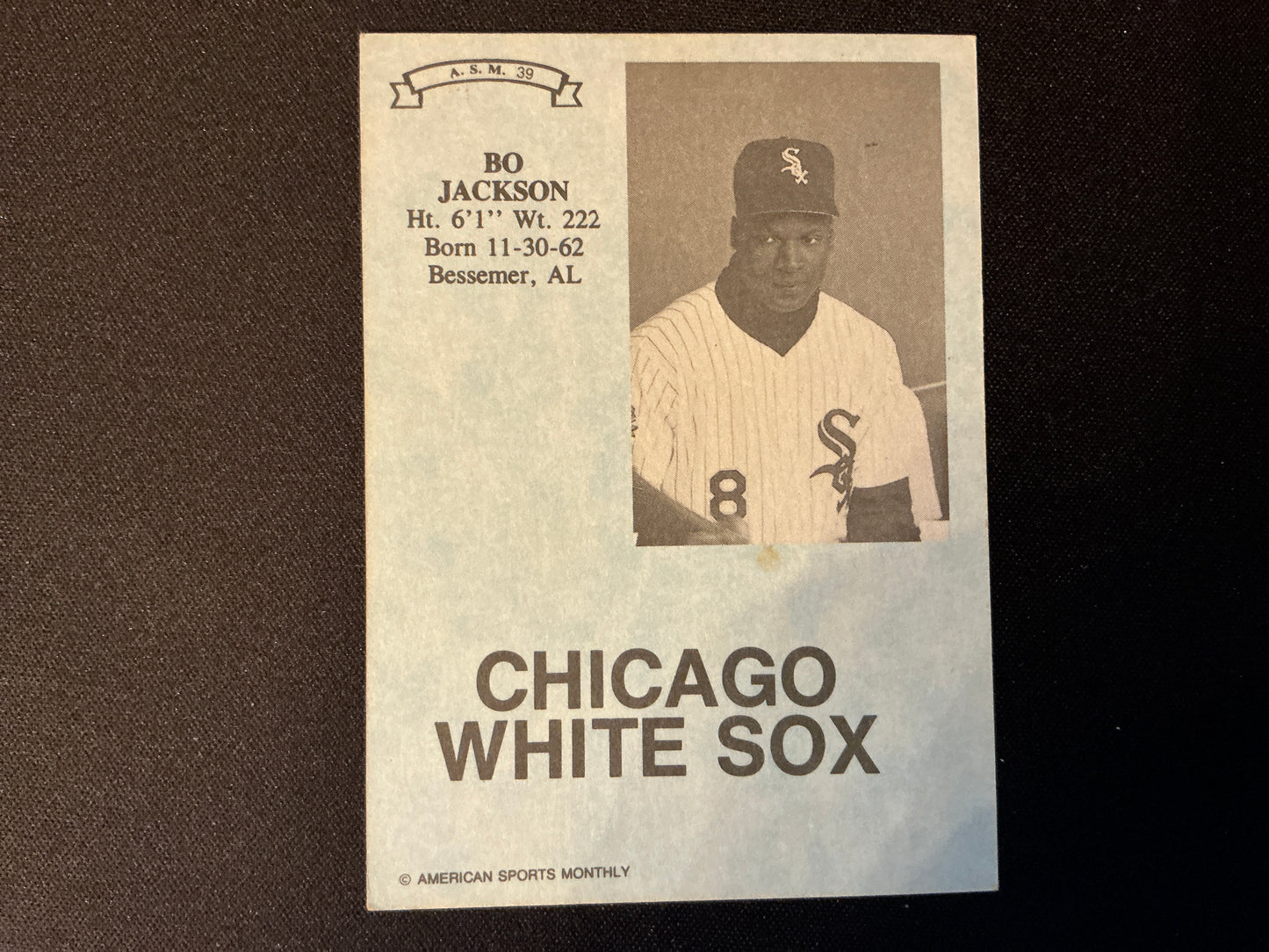 1991 American Sports Monthly Bo Jackson Card