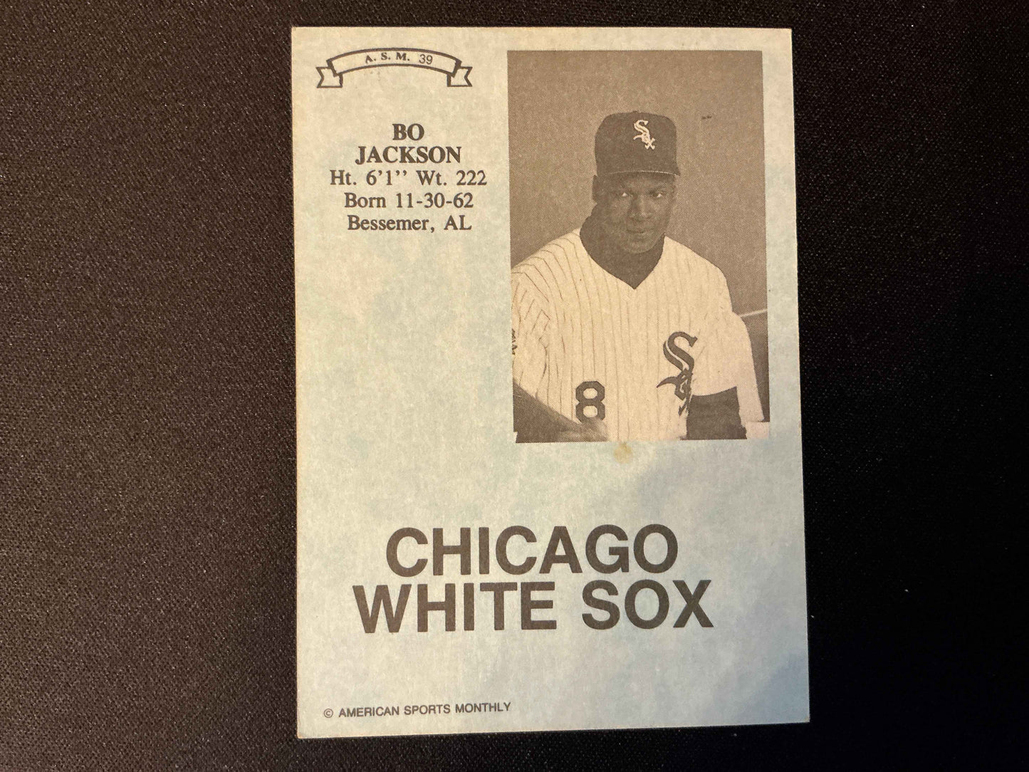 1991 American Sports Monthly Bo Jackson Card