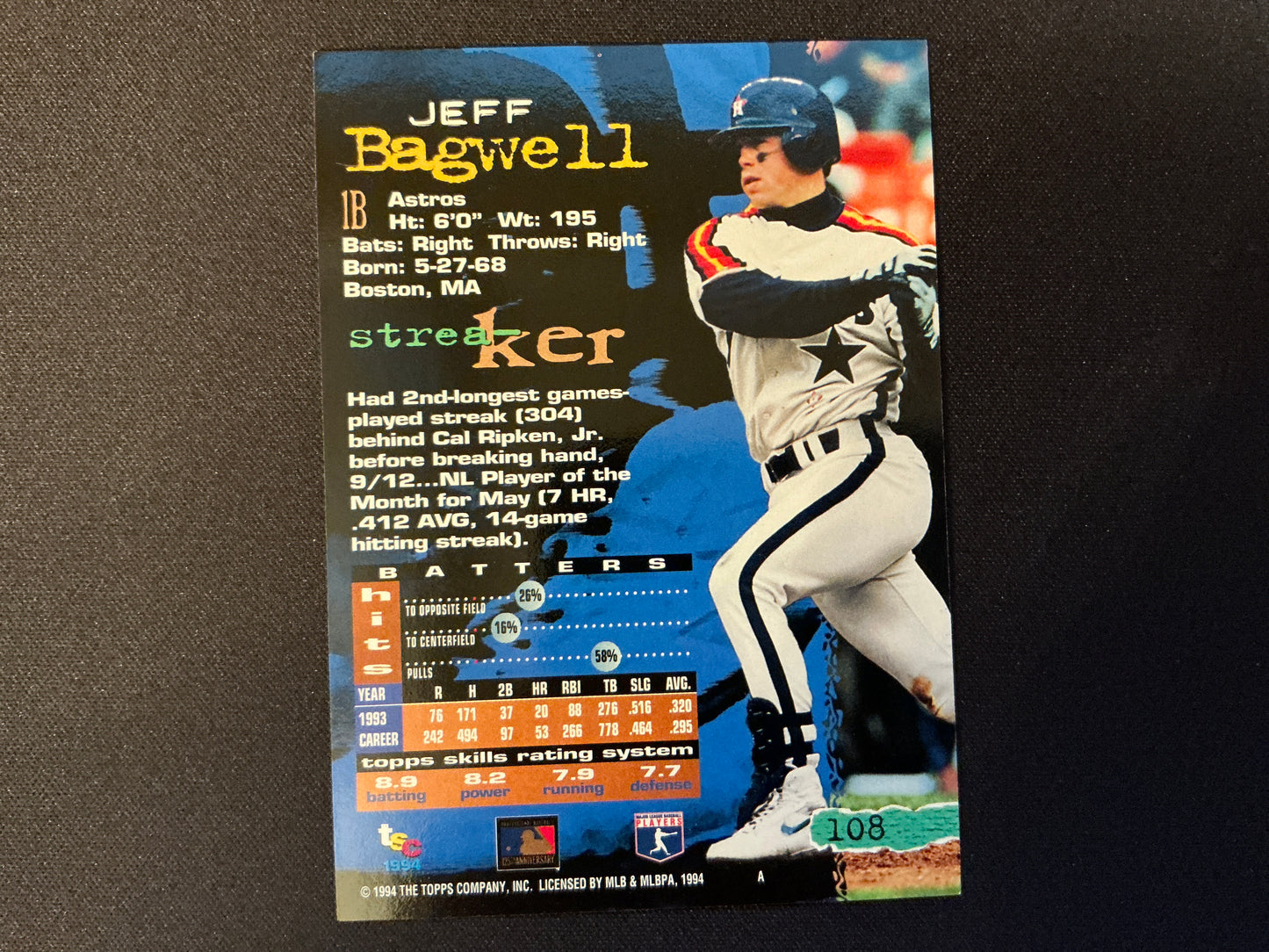 1994 Topps Stadium Club #108 Jeff Bagwell Card