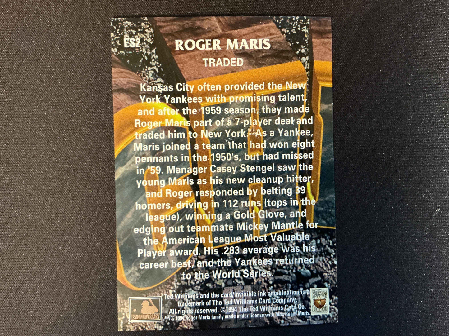 1994 Ted Williams #ES2 Roger Maris/Traded Card
