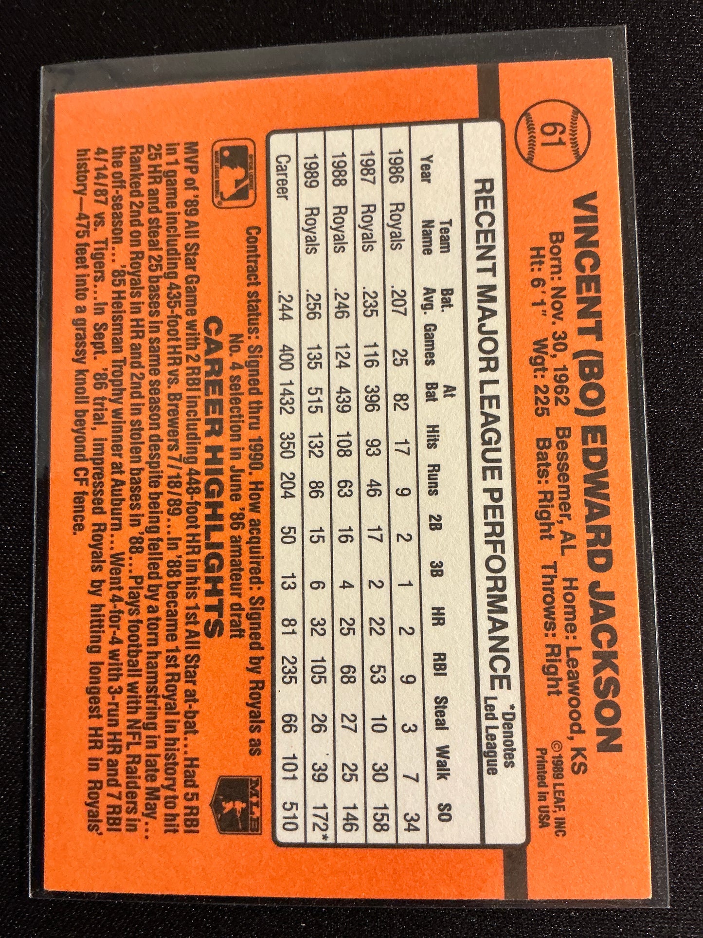 1990 Donruss #61 Bo Jackson Card