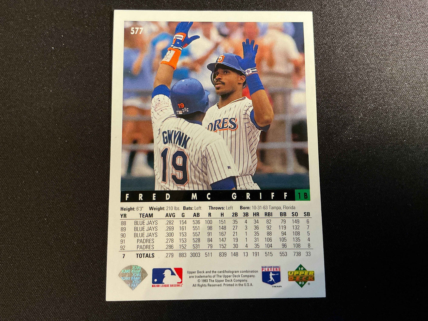 1993 Upper Deck #577 Fred McGriff Card