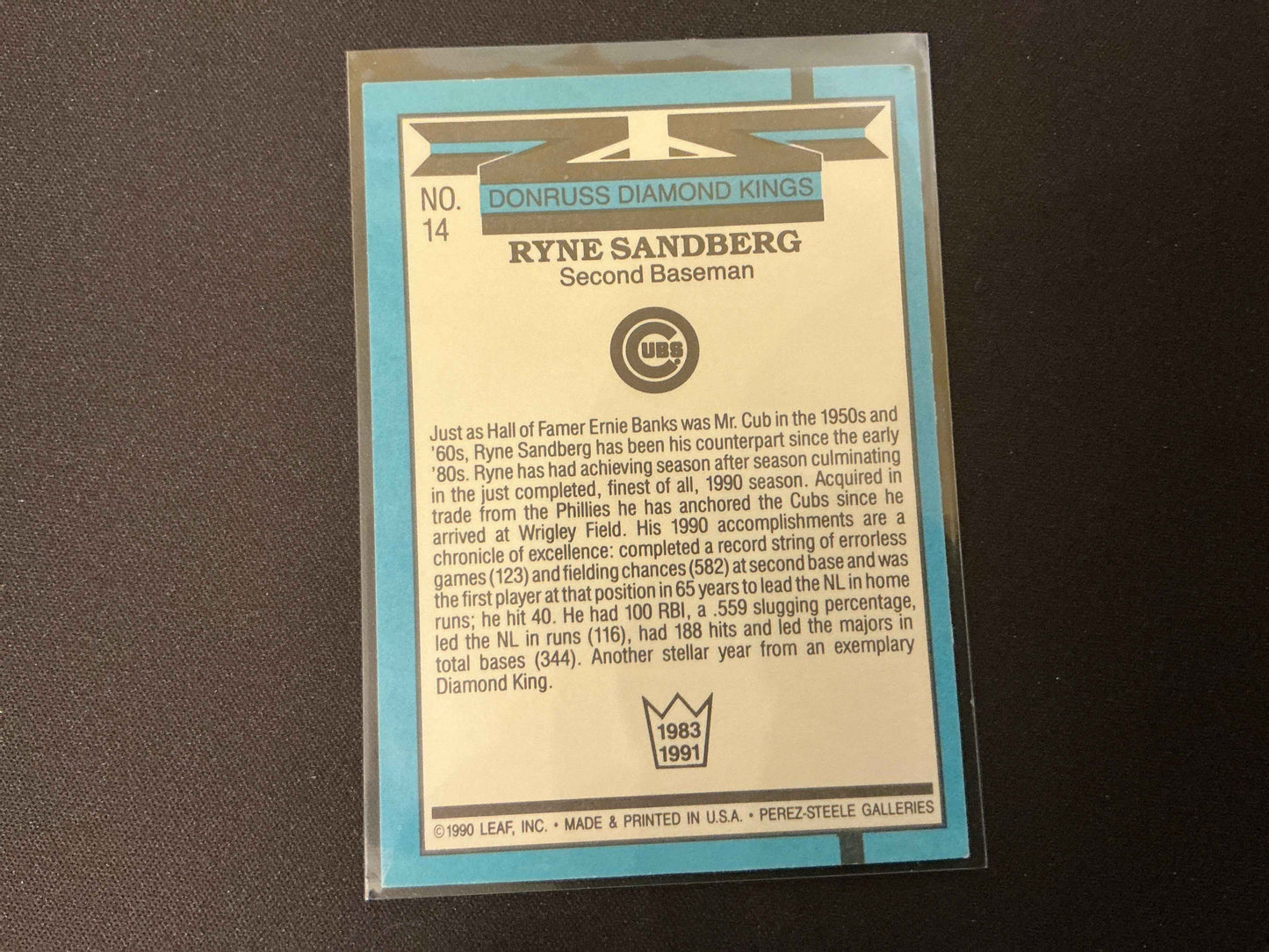 1991 Donruss #14 Ryne Sandberg DK Card