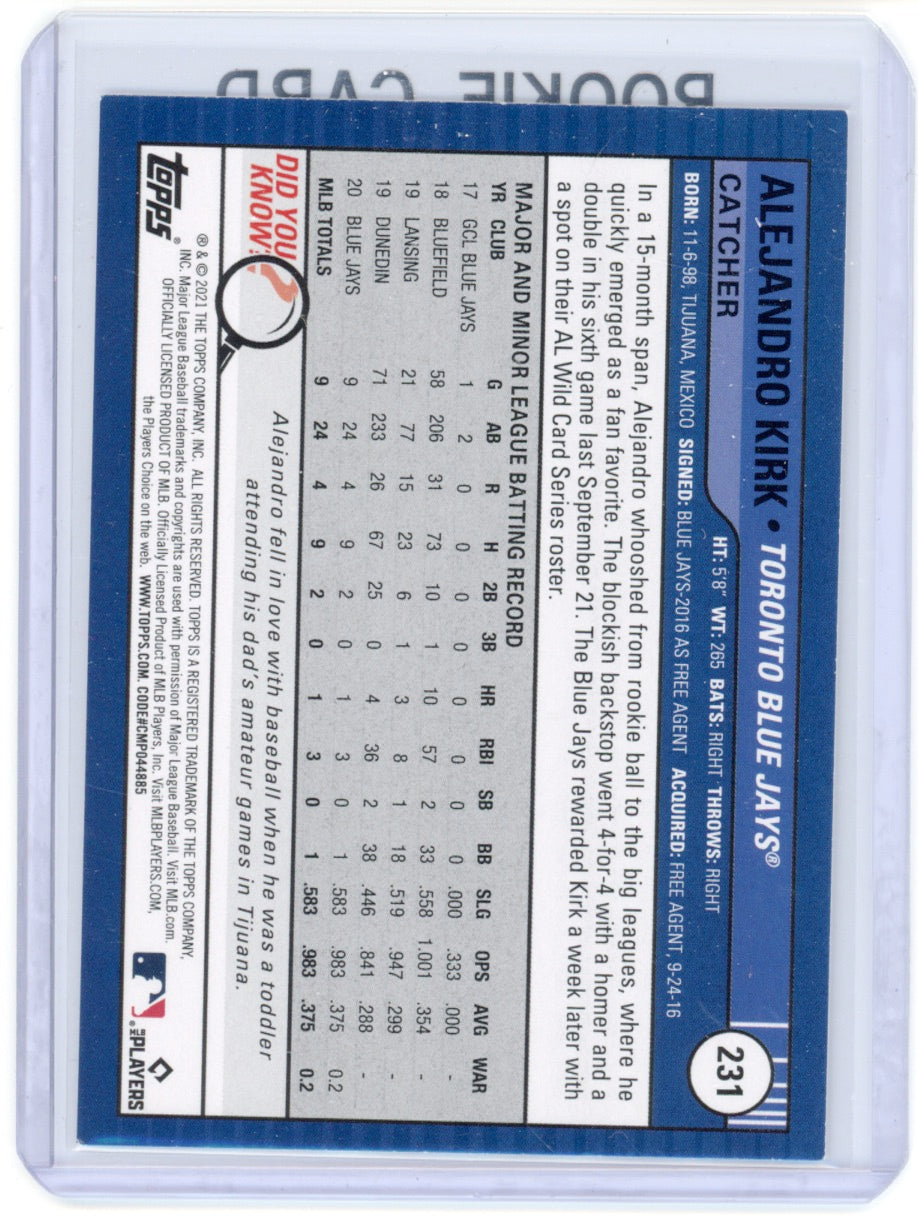 2021 Topps Big League #231 Alejandro Kirk Rookie (RC) Blue Jays Card