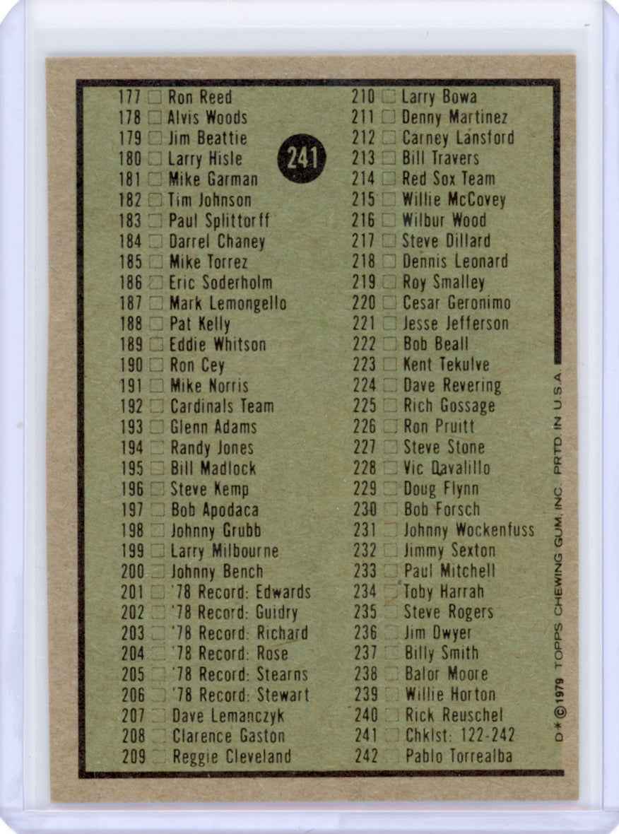 1979 Topps #241 122-242 Checklist Card