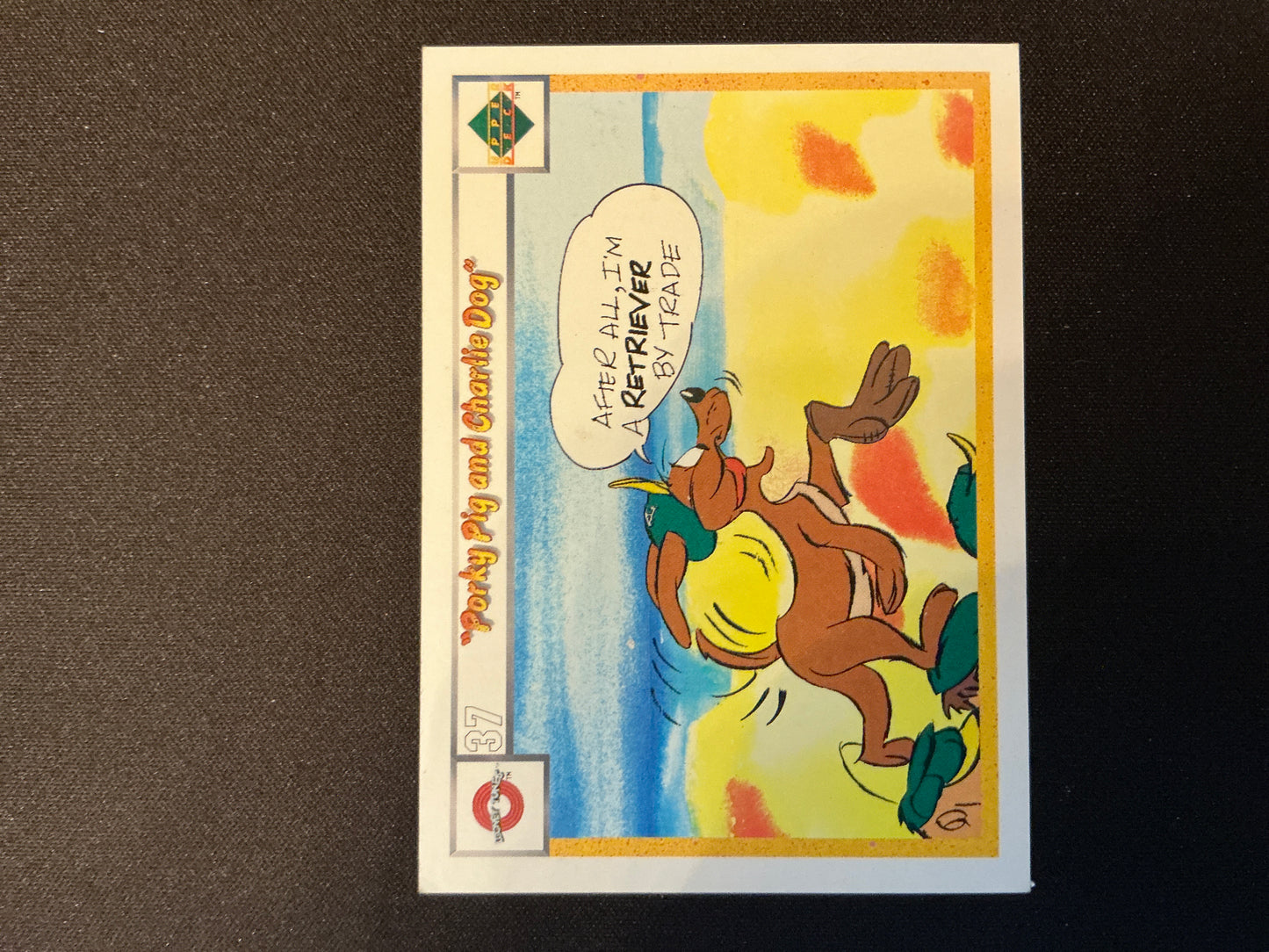 Tarjeta de Porky Pig/Charlie el perro de Upper Deck Comic Ball n.° 37 de 1990