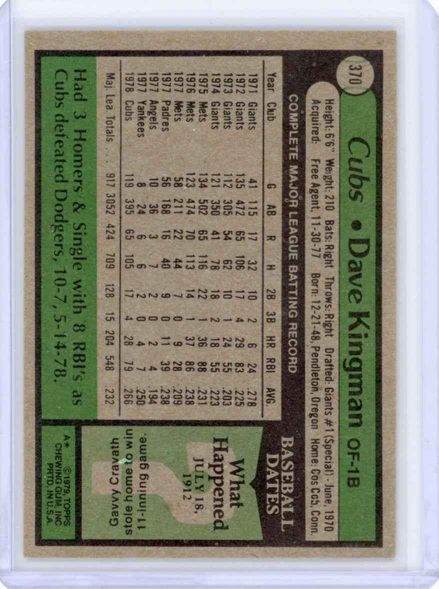 1979 Topps #370 Dave Kingman Card