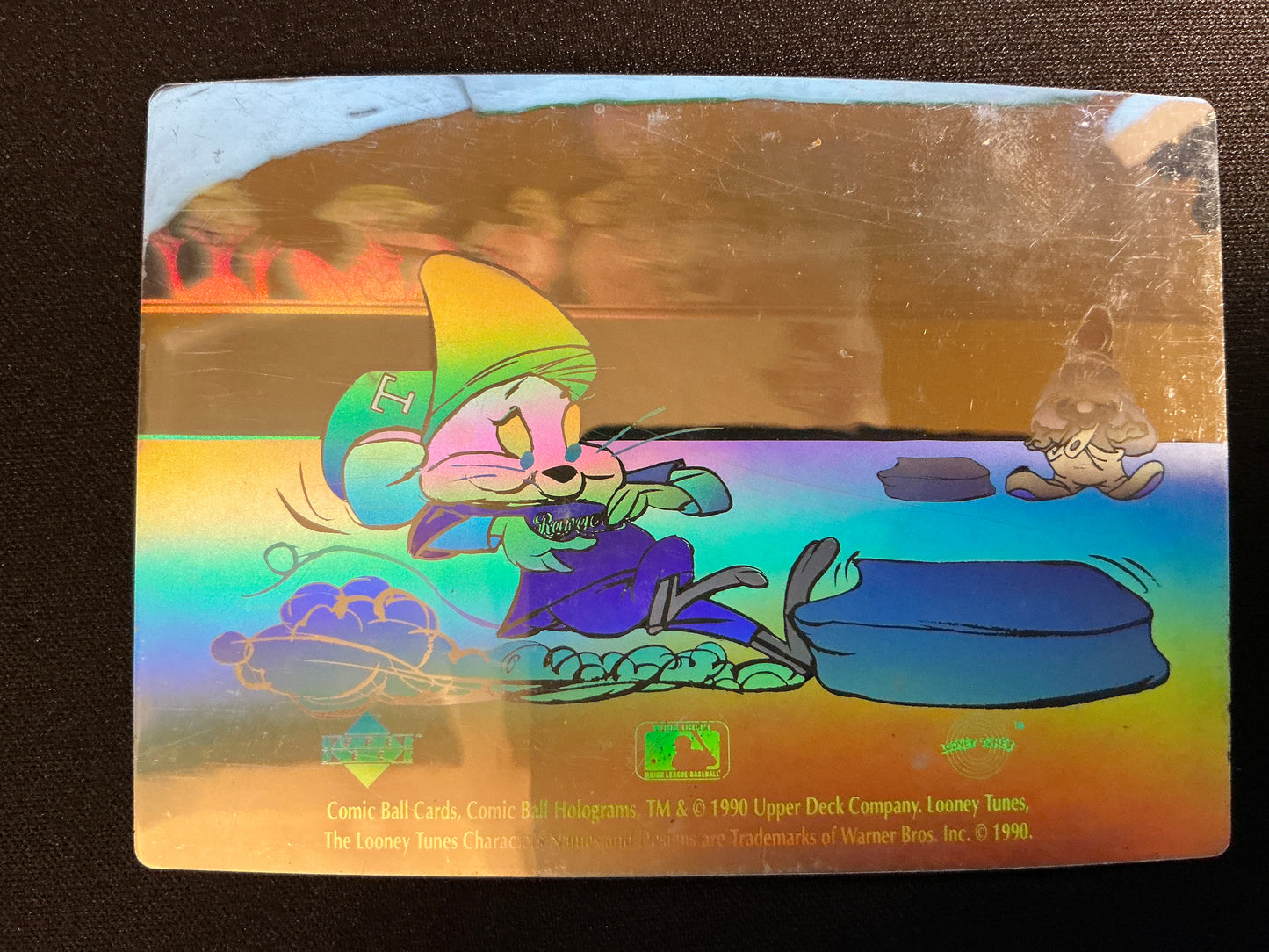Holograma de los Texas Rangers de Speedy Gonzalez de Upper Deck Comic Ball de 1990