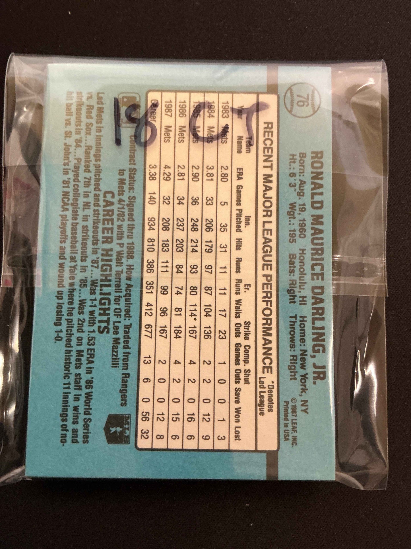 1988 Donruss #76 Ron Darling 18 Ct Multiple Cards