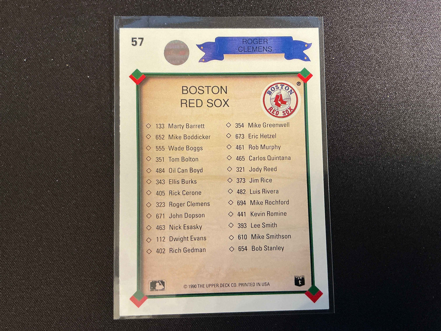 1990 Upper Deck #57 Roger Clemens TC Card