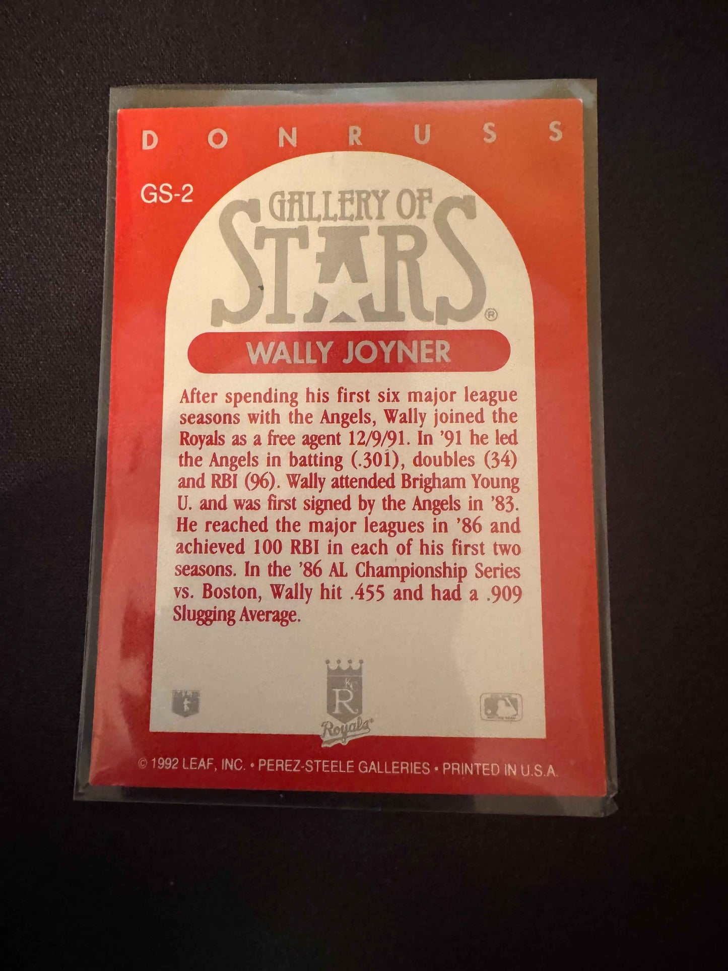 1992 Donruss Triple Play Gallery of Stars #GS-2 Wally Joyner