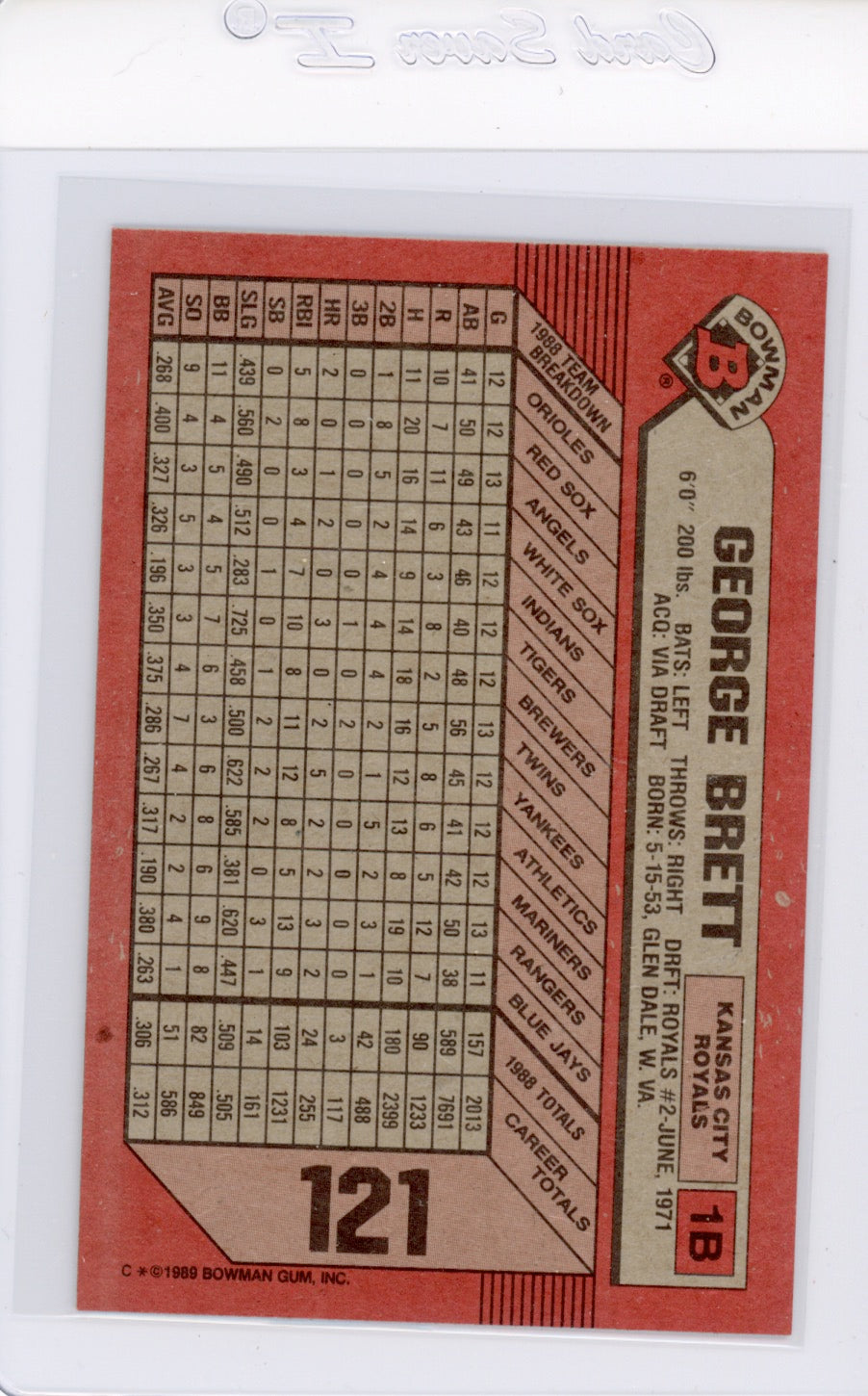 Tarjeta Bowman #426 de Barry Bonds de 1989