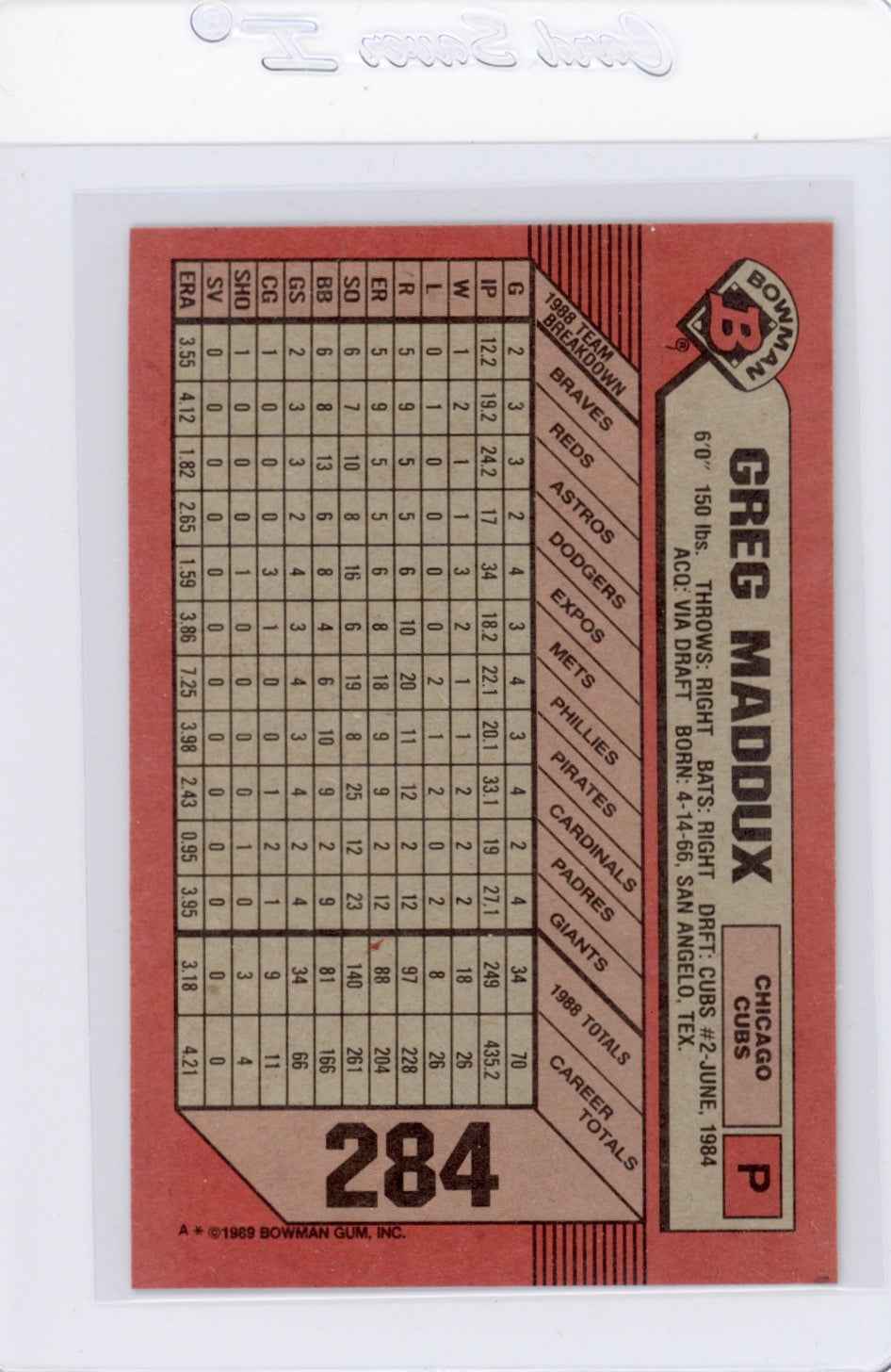 1989 Bowman #284 Greg Maddux Card