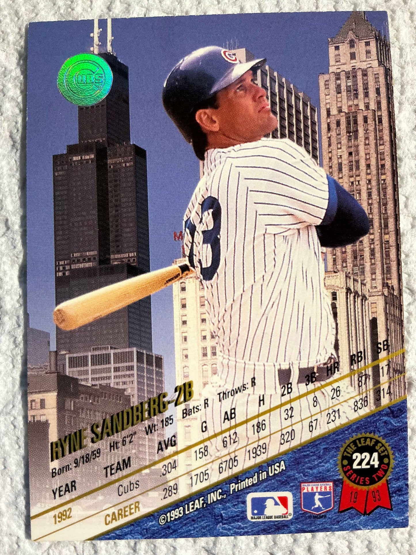 1993 The Leaf Set #224 Ryne Sandberg Card