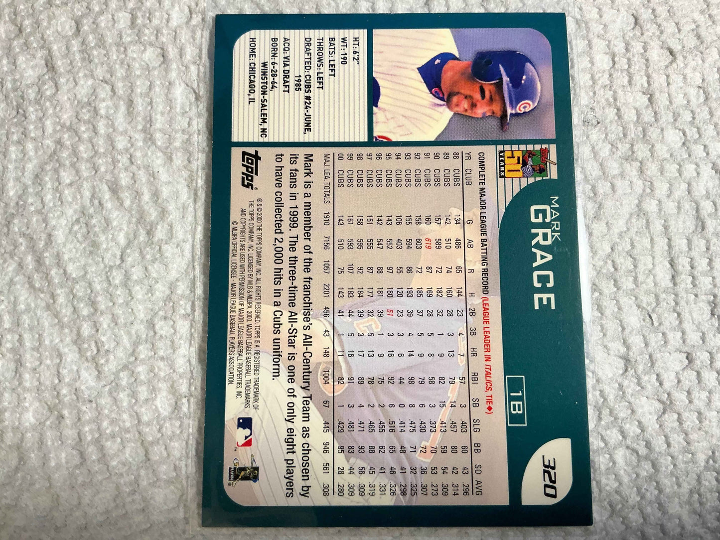 2001 Topps #320 Mark Grace Card