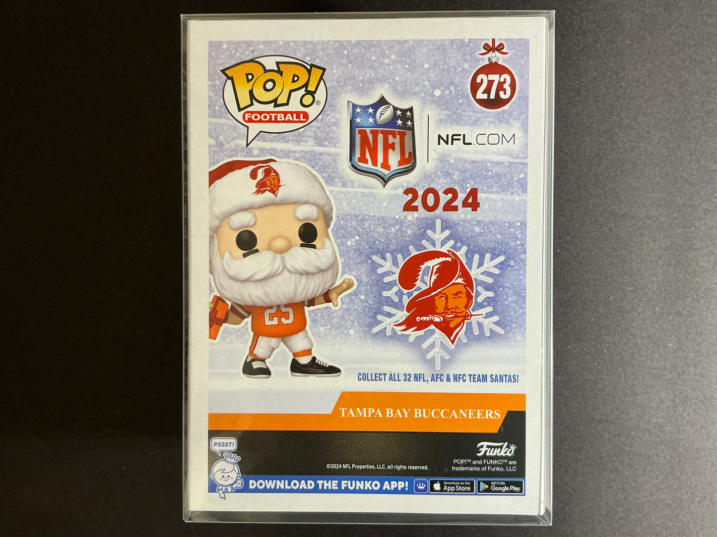 Tampa Bay Buccaneers Santa Claus # 273 Funko Pop! in a Semi-Rigid Protective Case from UltraPro