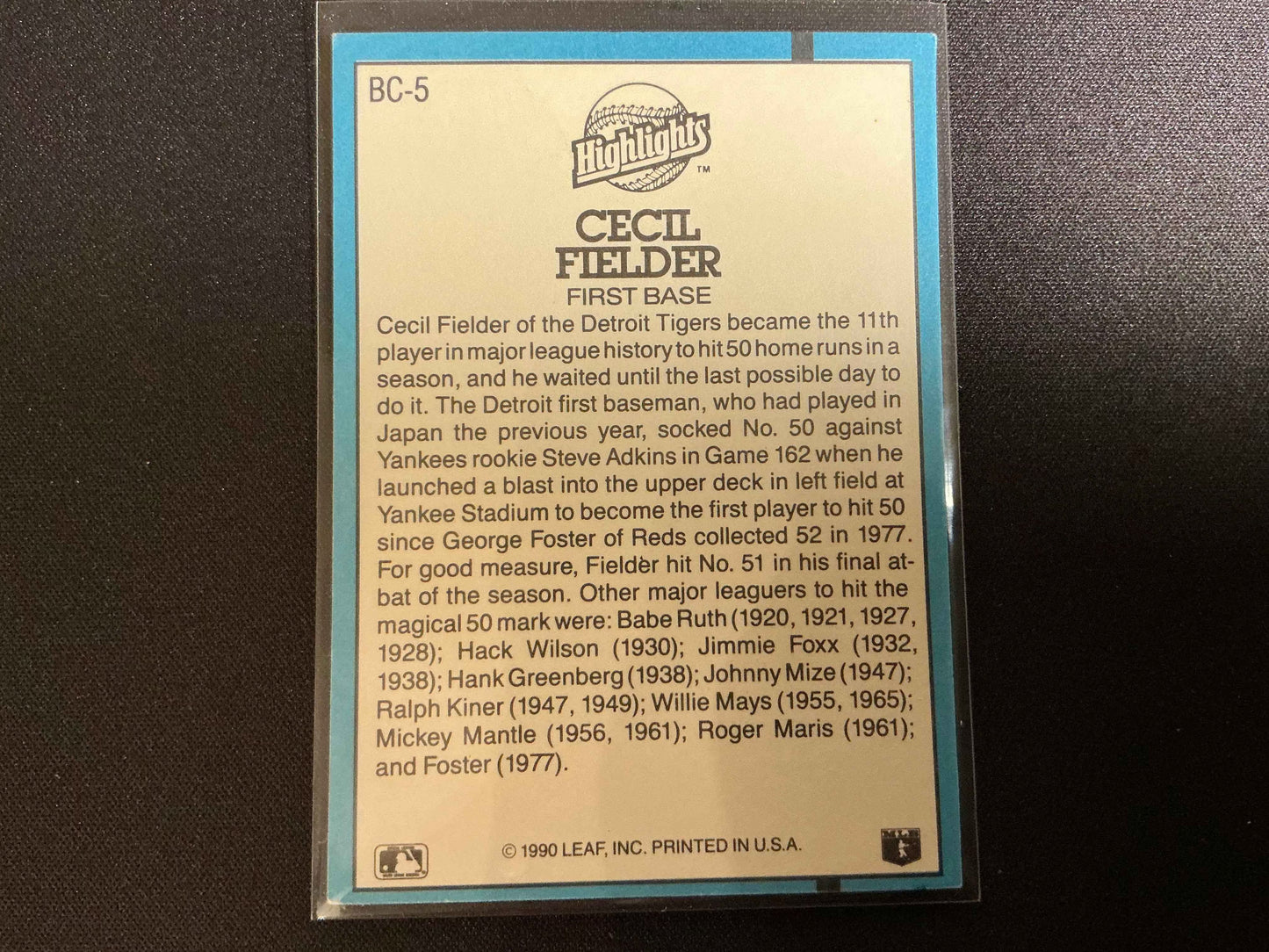 1991 Donruss MVPs #BC-5 Cecil Fielder MVP Baseball Card