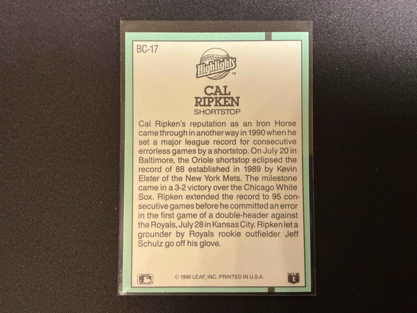 1991 Donruss MVPs #BC-17 Cal Ripken Jr Card - Collectible Cal Ripken Jr MVP
