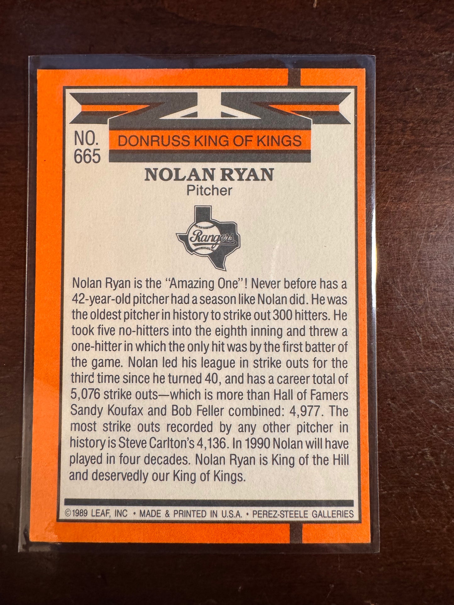 1990 Donruss #665 Nolan Ryan King of Kings Cards
