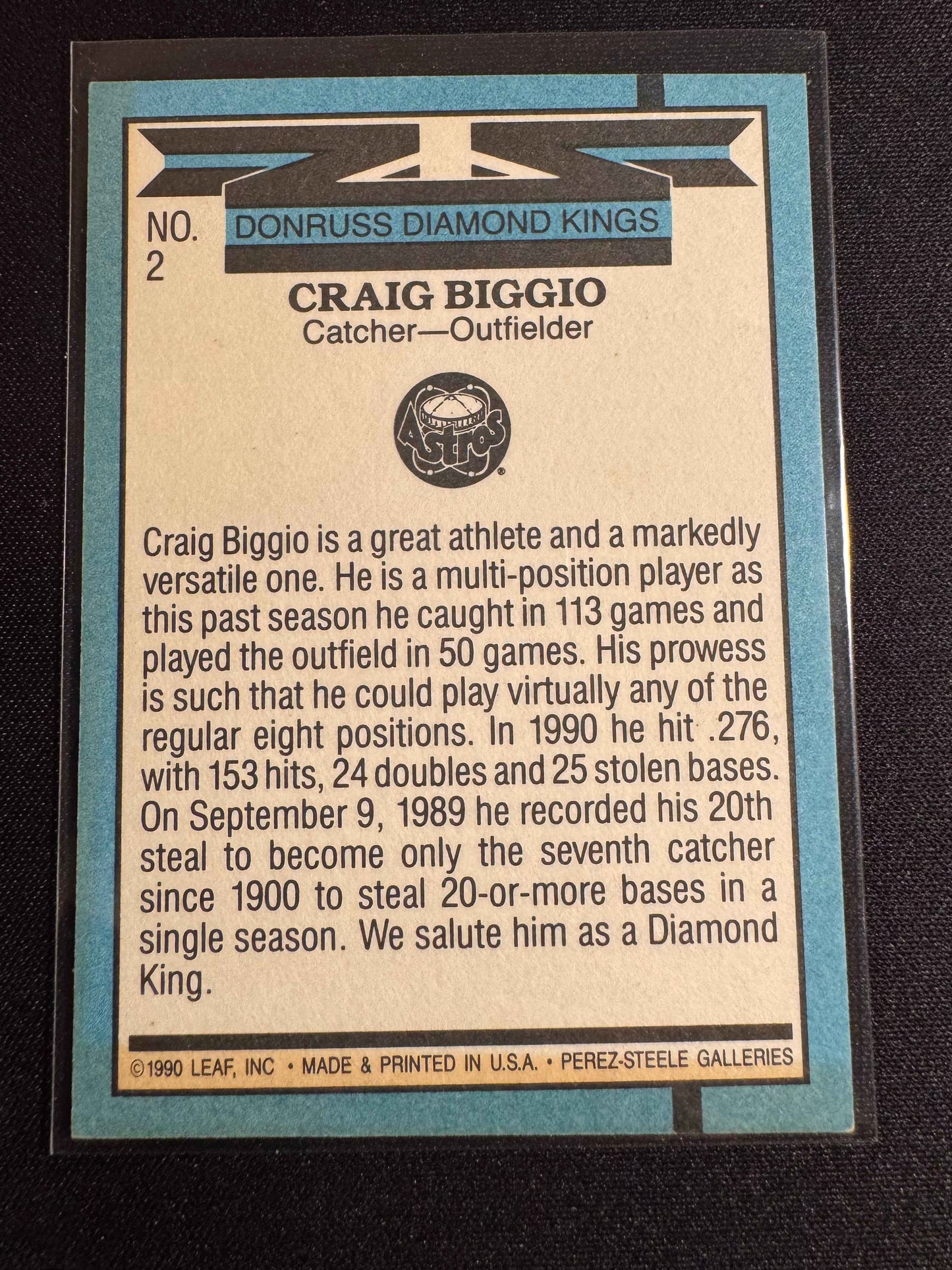 1991 Donruss #2 Craig Biggio DK No After Inc Error Card - Rare Craig Biggio Error Collectible