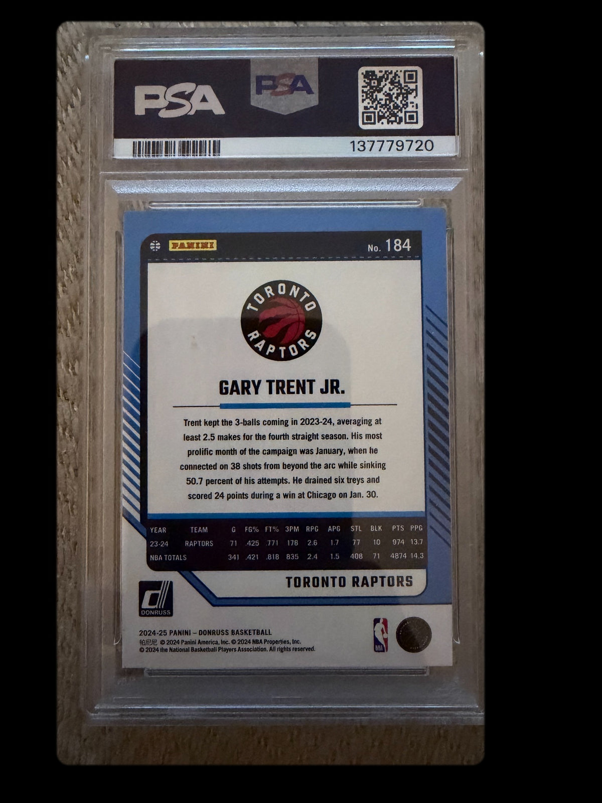 Gary Trent Jr. PSA 8 back