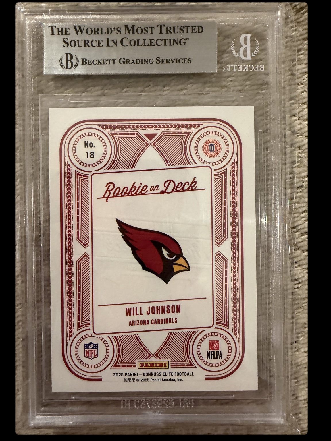 2025 Elite #18 Will Johnson Rookie on Deck BGS 8.5 back