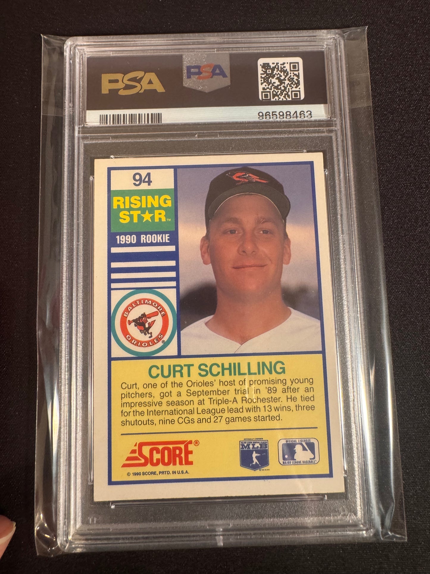 1990 Score Curt Schilling Rising Stars PSA 9 RC Rookie Card
