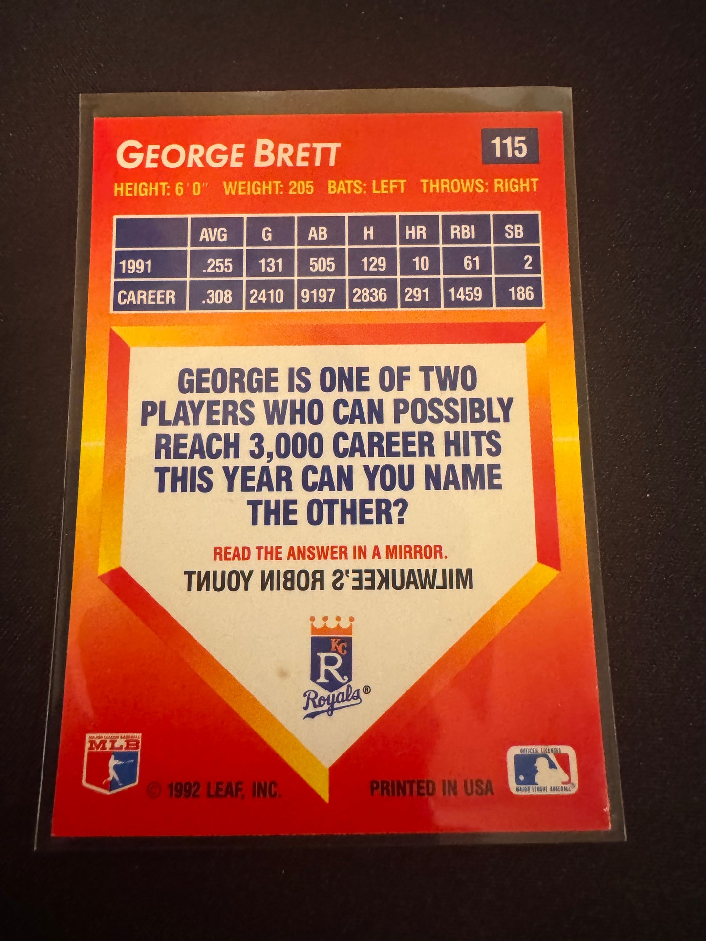 1992 Donruss Triple Play #115 George Brett Card