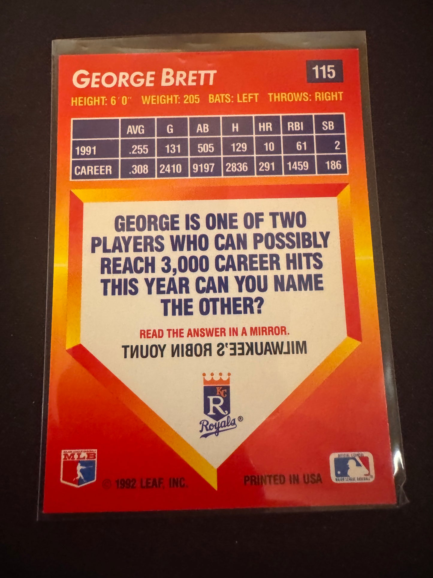 1992 Donruss Triple Play #115 George Brett Card