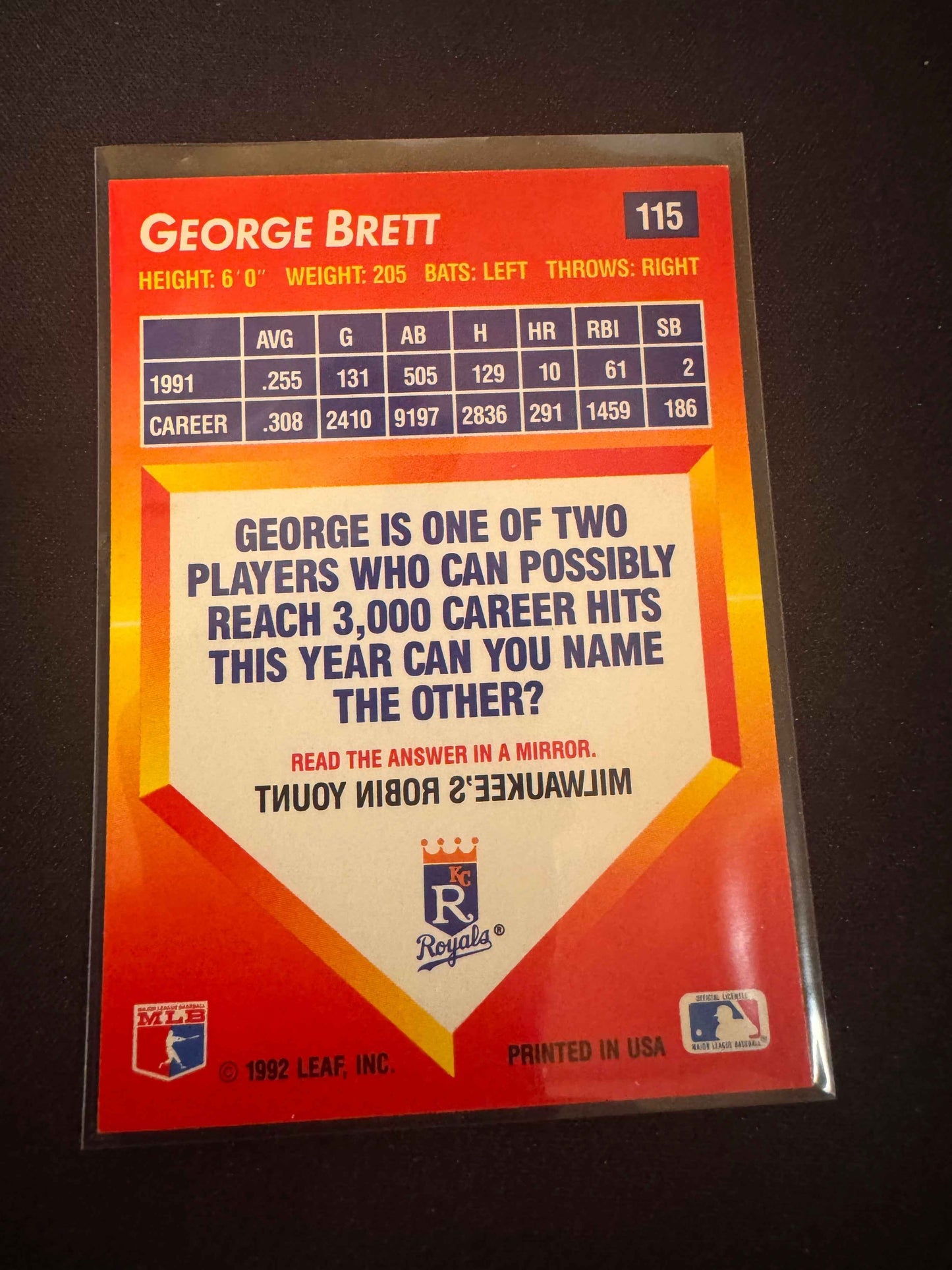 1992 Donruss Triple Play #115 George Brett Card