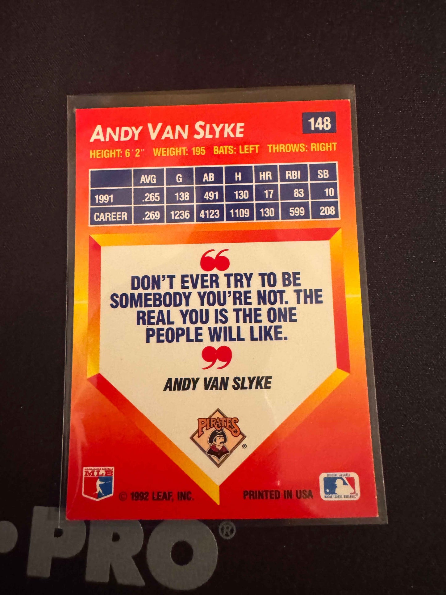 1992 Donruss Triple Play #148 Andy Van Slyke Card