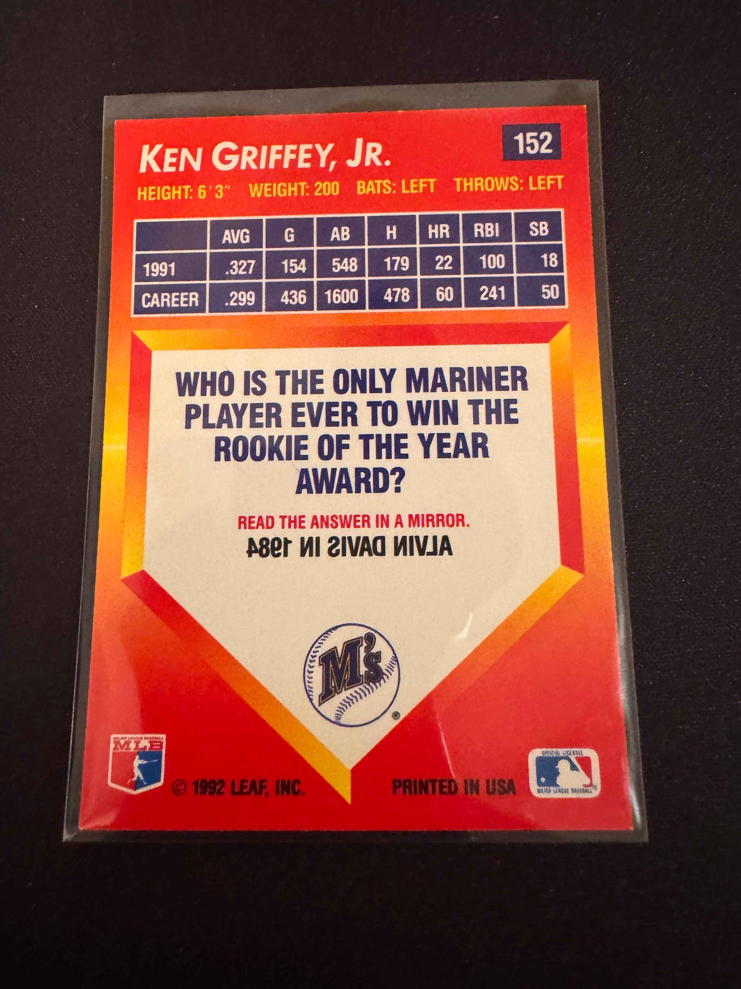 1992 Donruss Triple Play #152 Ken Griffey Jr. Card