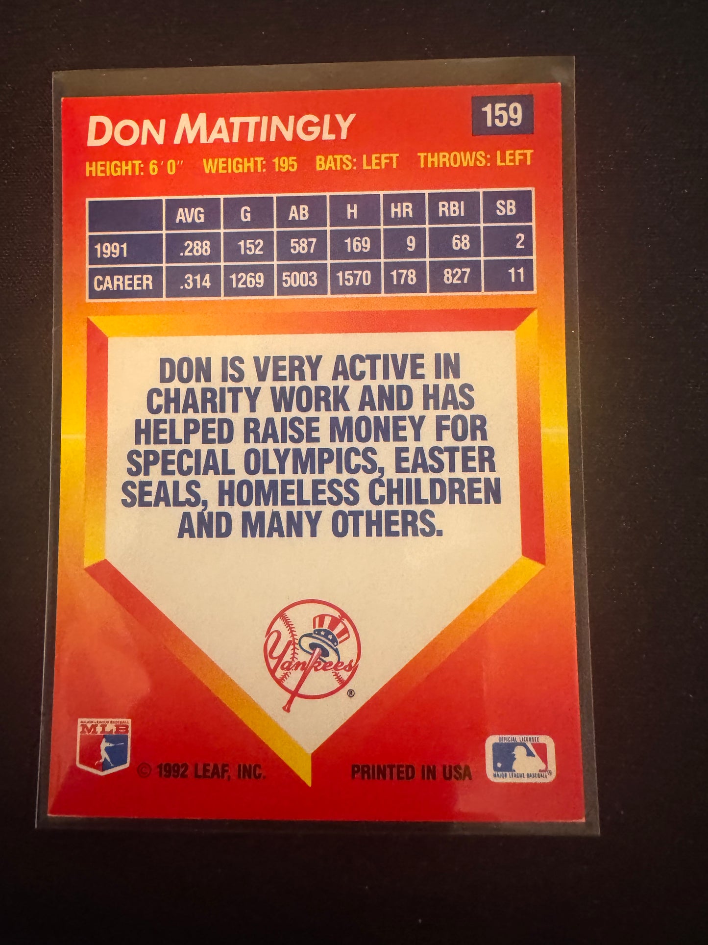 1992 Donruss Triple Play #159 Don Mattingly Card