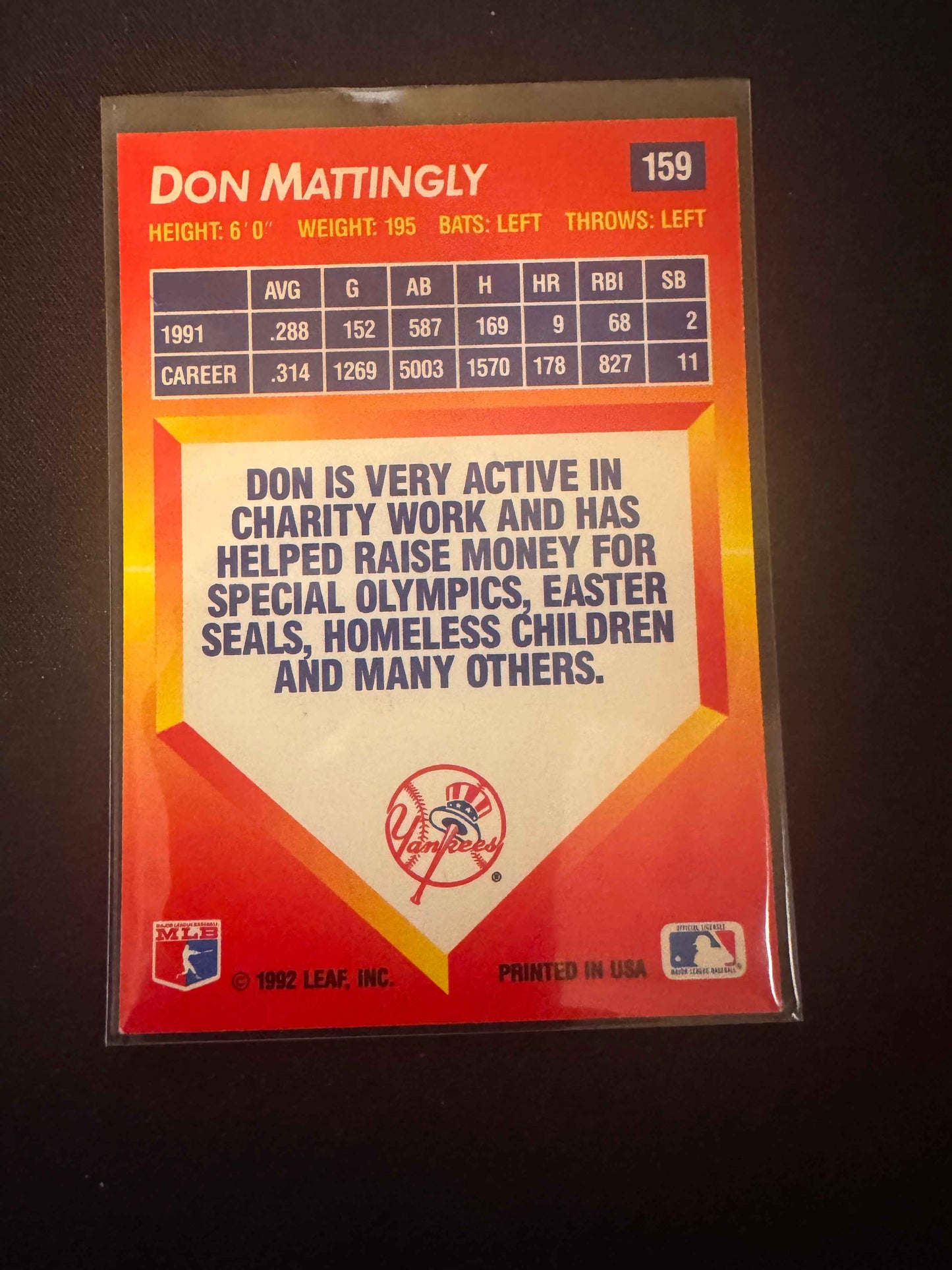 1992 Donruss Triple Play #159 Don Mattingly Card