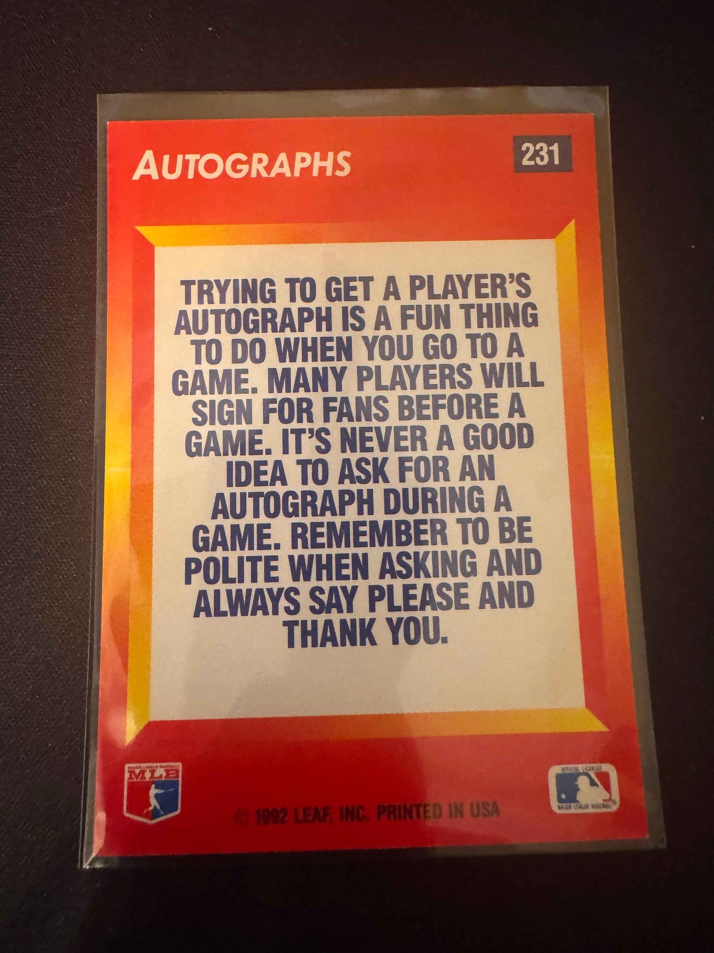 1992 Donruss Triple Play #231 Mark McGwire Autograph Signing Card
